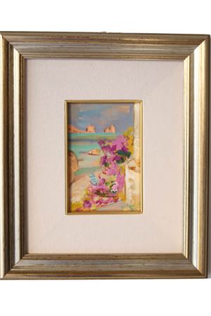 painting of Faraglioni rocks Antonio Palomba | FARAGLIONUBOUGANVILLEBIANCO